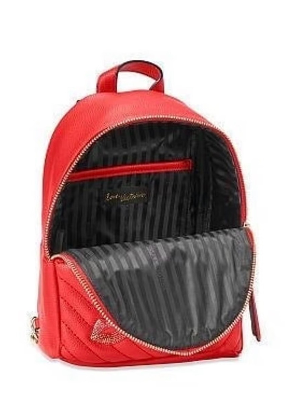 Victoria's Secret Red Quilted Mini Backpack with Patches - Picture 5 of 7